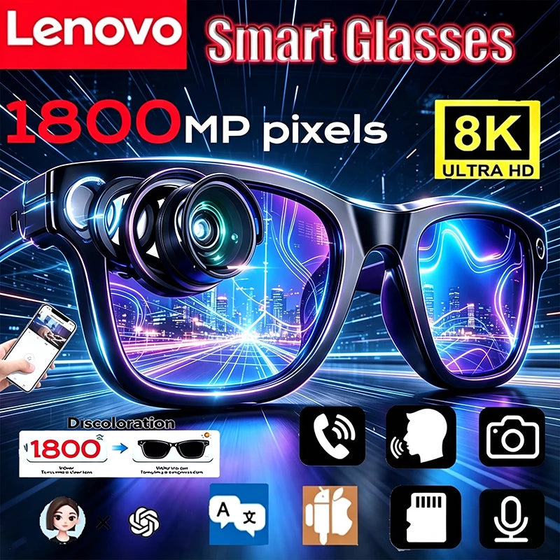 Lunettes connectées IA avec caméra 8K Bluetooth