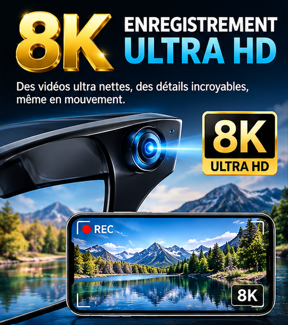Lunettes connectées IA avec caméra 8K Bluetooth